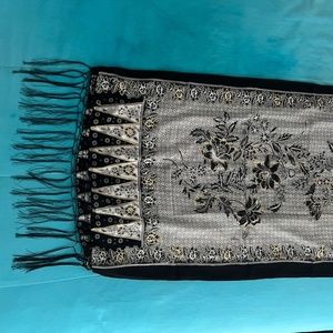 Thai Shawl Scarf with Black and White pattern